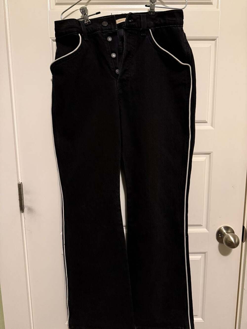 Levi’s Premium Wedgie Bootcut Piping Jeans Black White Trim W30 L30 JoJo Embroid - Picture 3 of 12